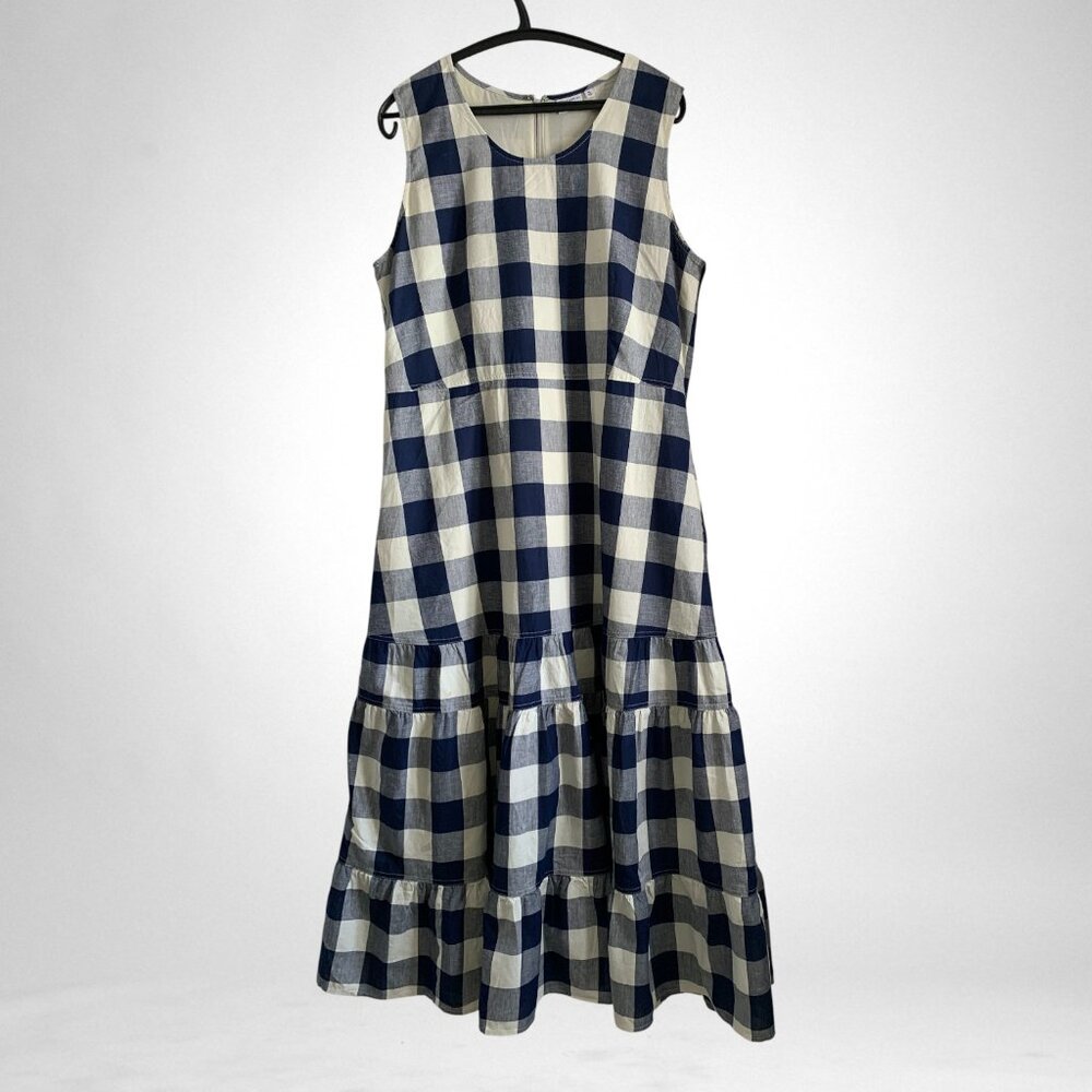 JW Anderson Uniqlo Gingham Tiered Prairie Dress, Size XL